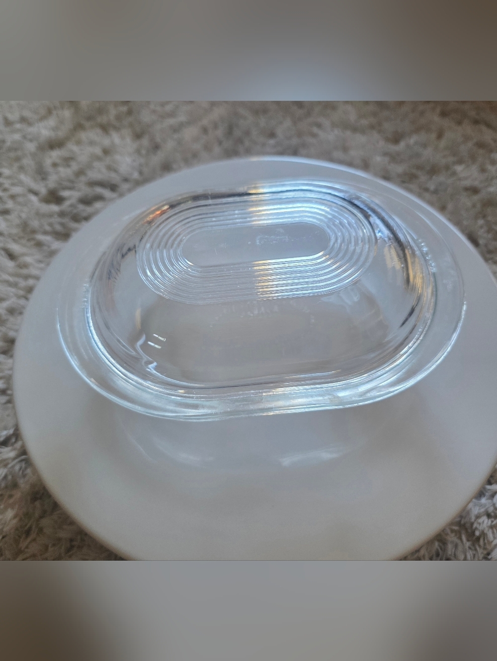 Vintage Pyrex 602-B clear glass oval refrigerator dish